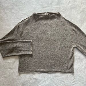 Mosaic Beige Mockneck Cropped Sweater